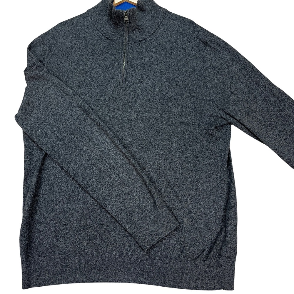 Banana Republic Pullover Mens Medium Charcoal Gray 1/4 Zip Sweater Cashmere EUC